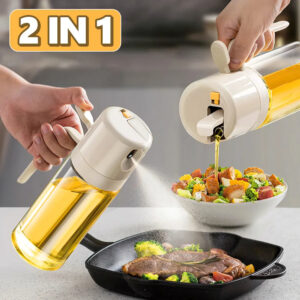2-in-1 Oil Sprayer Bottle and Dispenser for Cooking, BBQ, and Baking