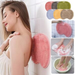 Silicone Foot Scrubber & Non-Slip Bath Mat for deep cleaning, exfoliation, and massage.
